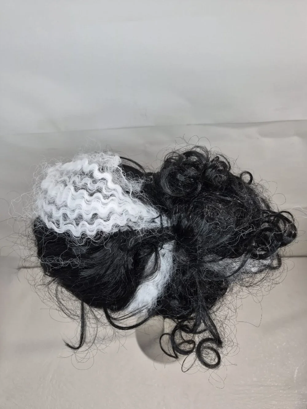 Adult Black and White Center Skunk Stripe Halloween Costume Wig